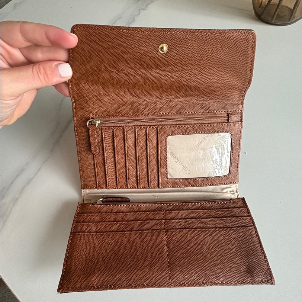 Calvin Klein Brown Trifold Leather Wallet